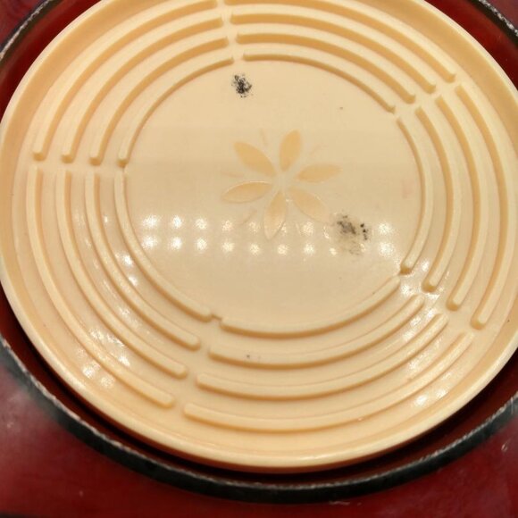 MCM Vintage Coasters set of 8 W/Metal Stand Plastic Amber with Cream Center - Picture 10 of 14